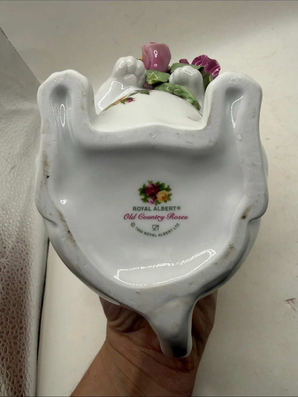 Royal Albert Old Country Roses Cat Figurine Vase Pitcher Porcelain Kitty Flowers